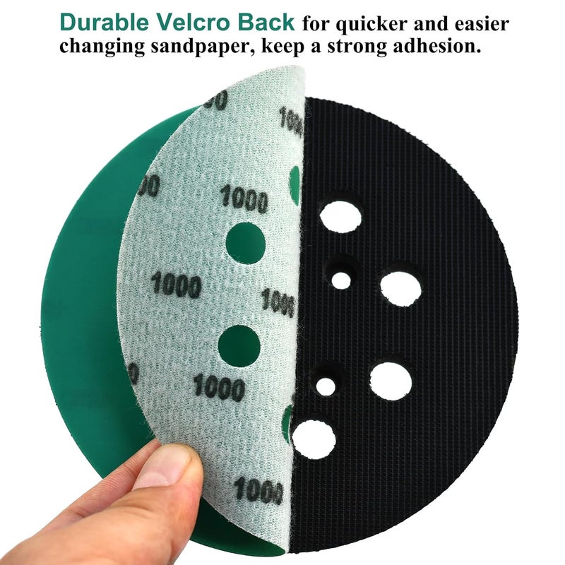 Aiyard 5-Inch 8-Hole Wet Dry Sanding Discs 1000 Grit, Polyester Film Backed Heavy-Duty Hook and Loop Sandpaper for Random Orbital Sander, 50-Pack - Image 5